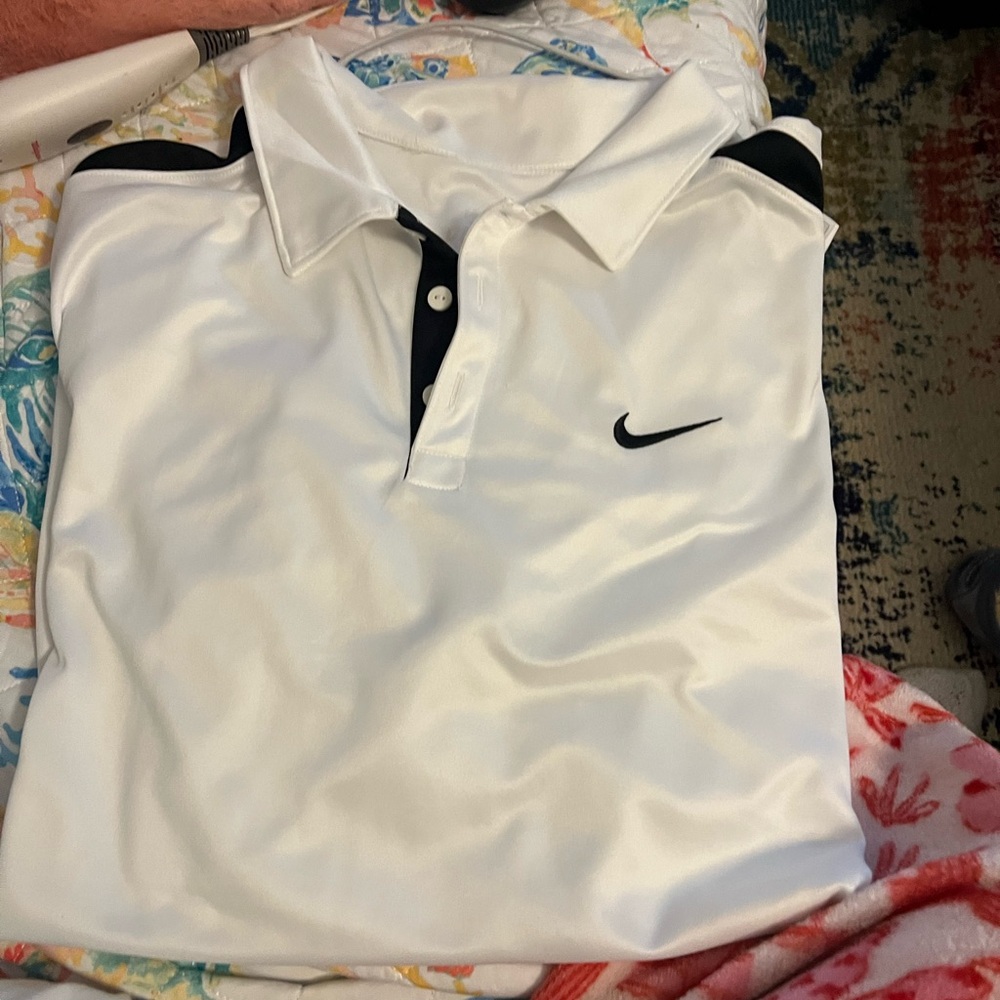 Nike Men's White Polo with Black Accents